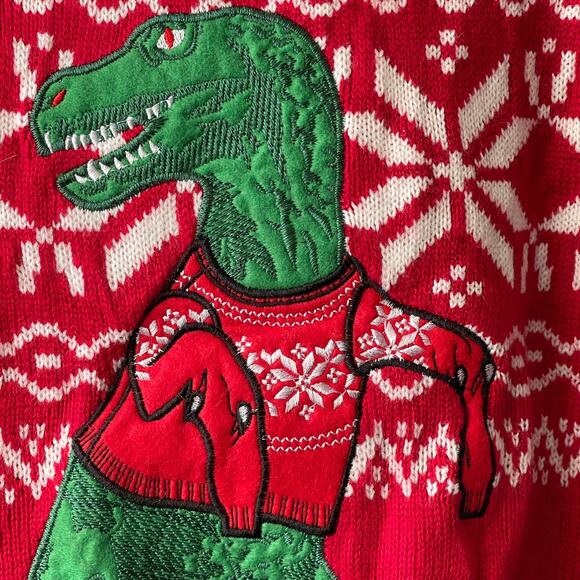 Blizzard Bay Tyrannosaurus Rex Ugly Christmas Sweater Size Med NWOT - Picture 3 of 6